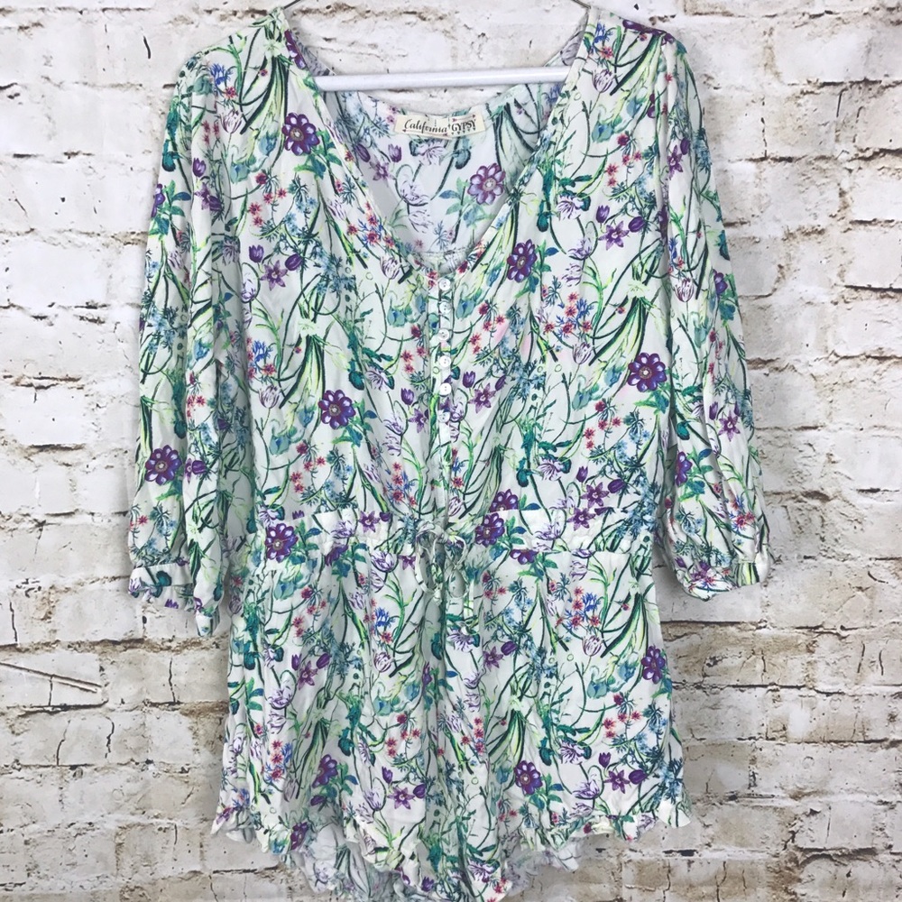 California Gypsy Boho Tie Front Romper 0185